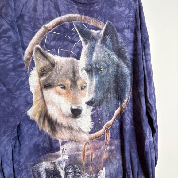 Vintage The Mountain blue tie dye Wolf long sleeve tee - Picture 2 of 3